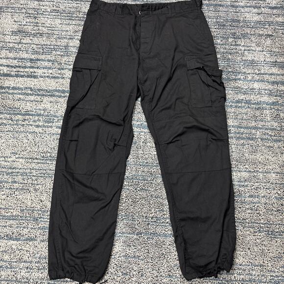 Men's Black Military BDU Pants Cargo Work Utility Bottoms Fatigue Trouser Size L - Picture 1 of 7